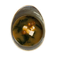 Miso soup with Nameko mushrooms and Tofu cheese